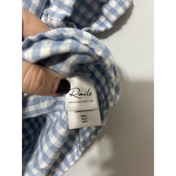 Rails Tess Plaid Top in Sky Gingham Tie Front Top Small Blue Small - Picture 5 of 6
